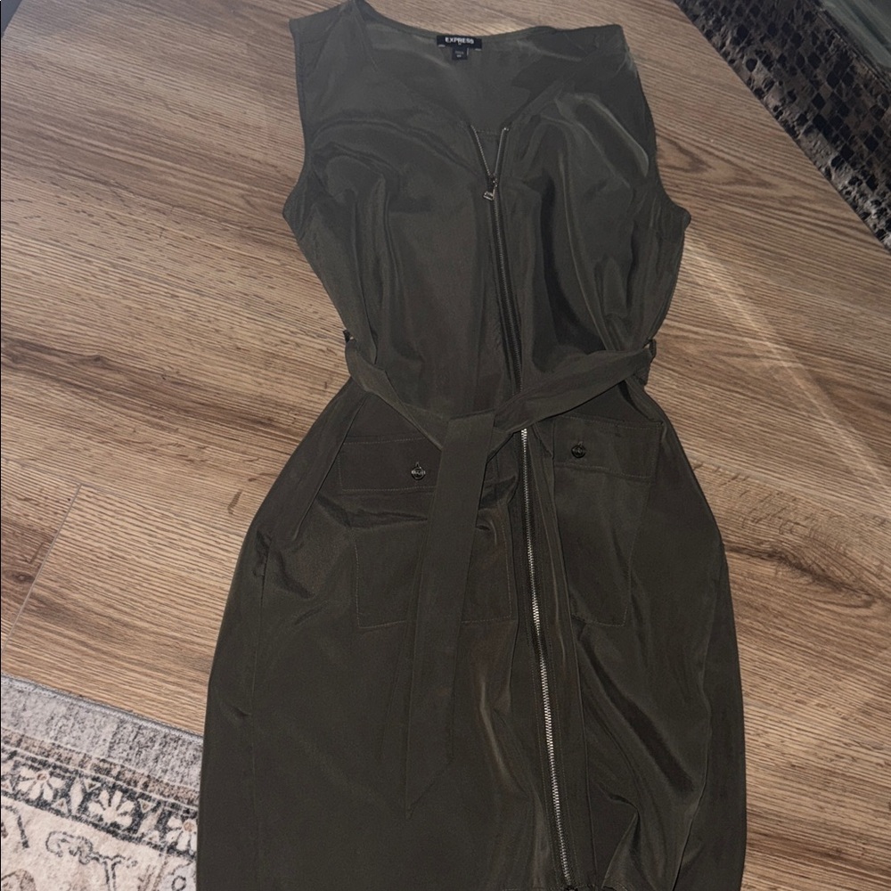 Express Olive Green Midi Dress